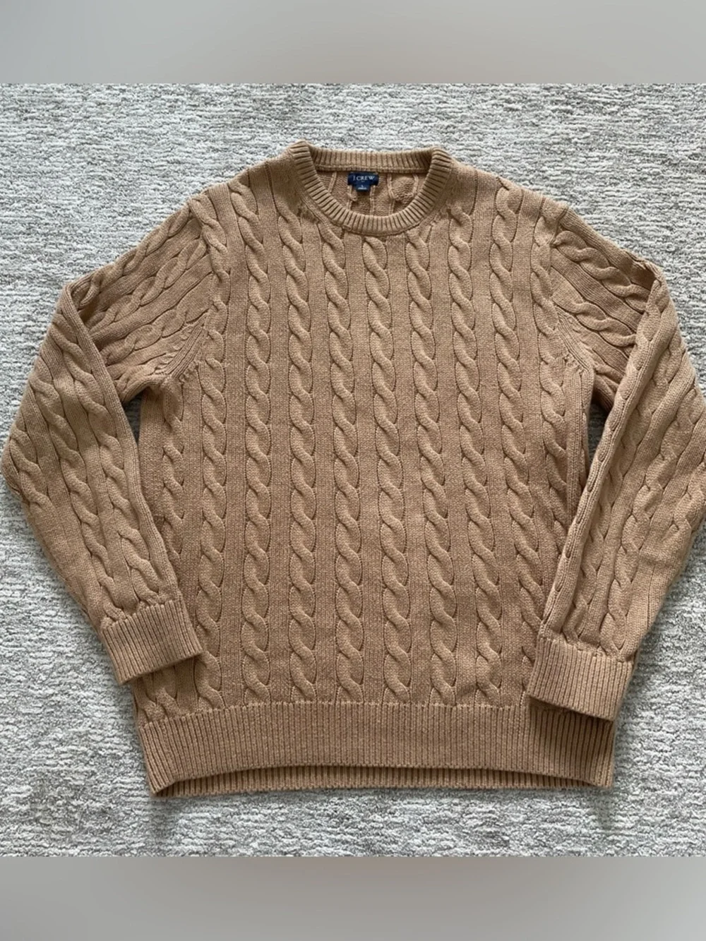 J. Crew Men’s Classic Cable Knit Crewneck Sweater Size Large 100% Cotton Heavy